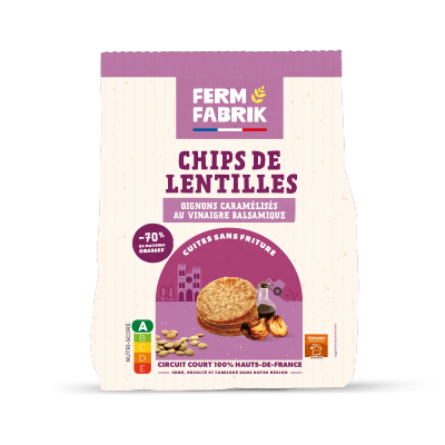 Chips de lentilles - Oignons caramélisés au vinaigre balsamique